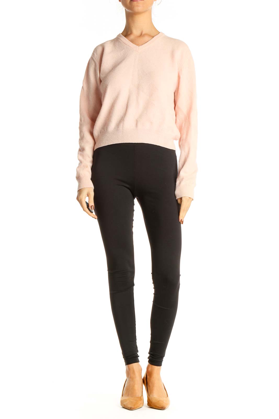 Pink Solid Casual Sweater