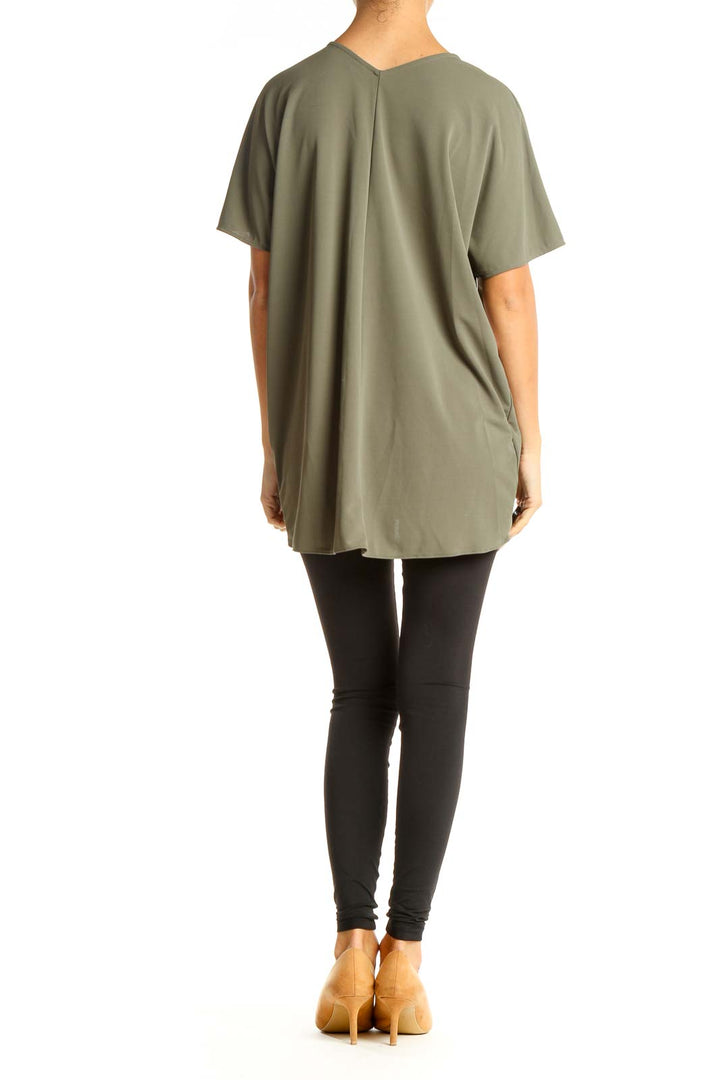 Green Solid Casual Blouse