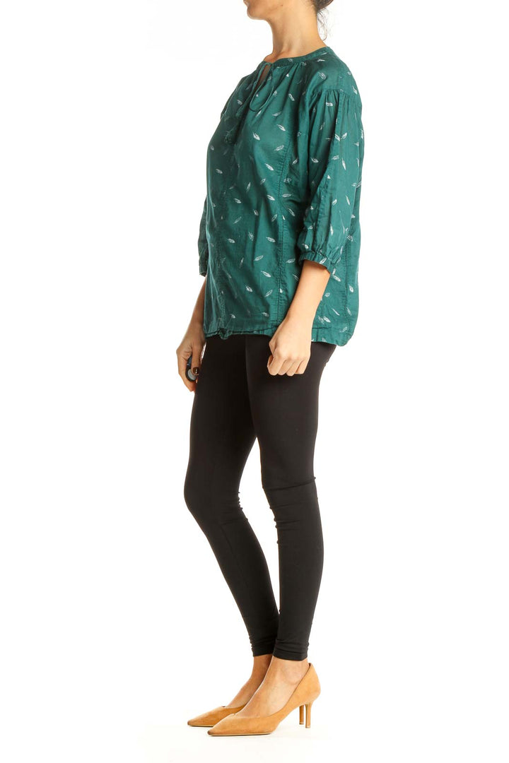 Green Printed Retro Blouse