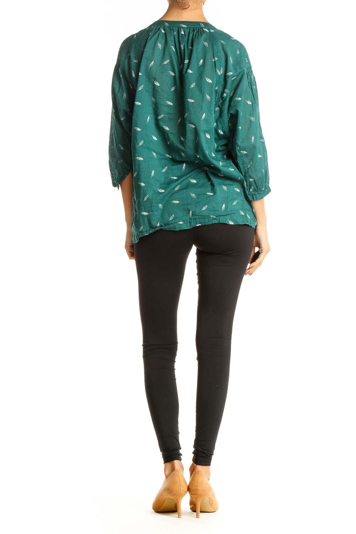 Green Printed Retro Blouse