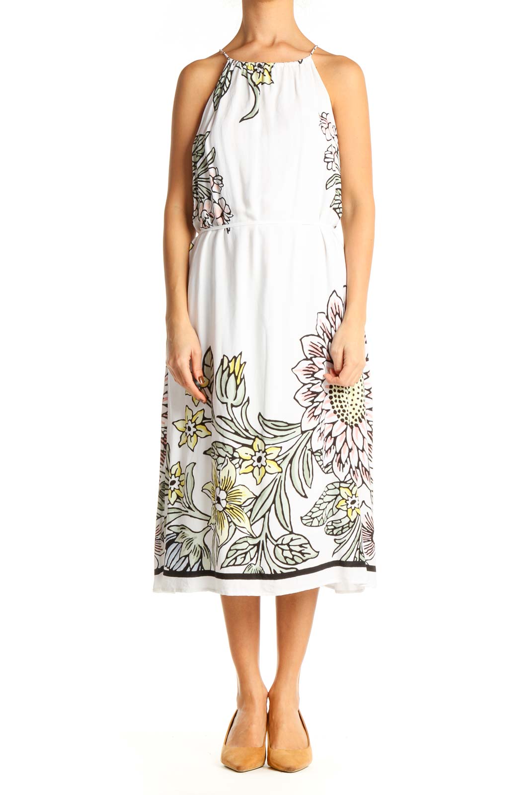 White Floral Bohemian Shift Dress