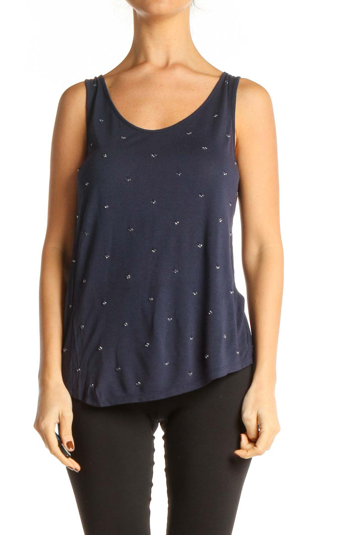 Blue Sequin Tank Top