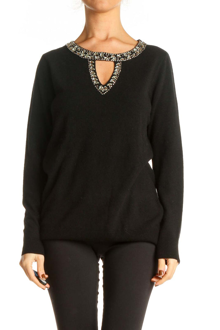 Black Solid All Day Wear Sweater