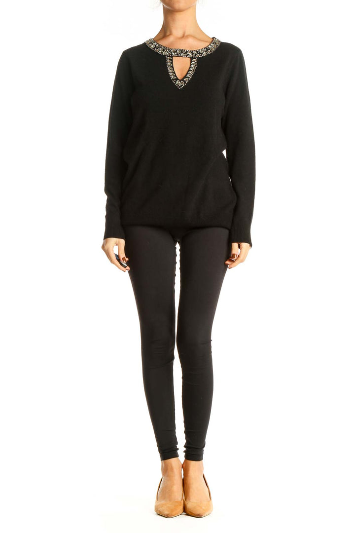 Black Solid All Day Wear Sweater