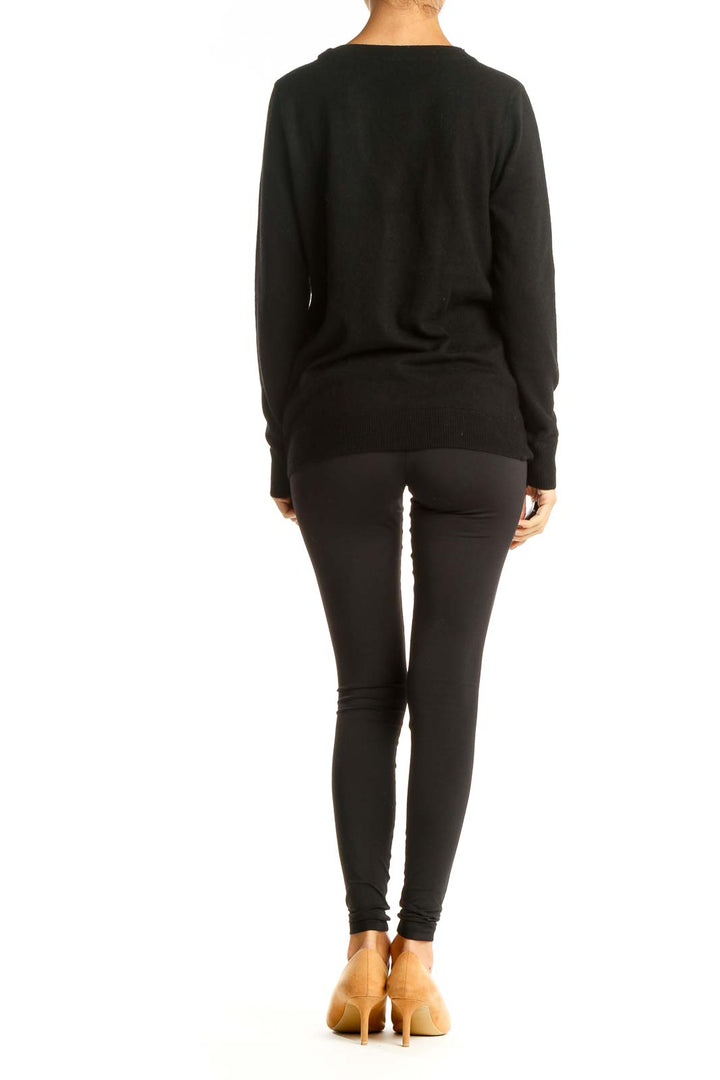 Black Solid All Day Wear Sweater