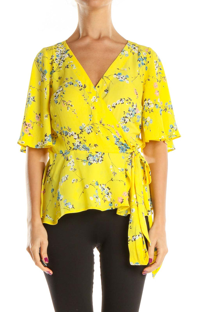 Yellow Floral Print All Day Wear Blouse