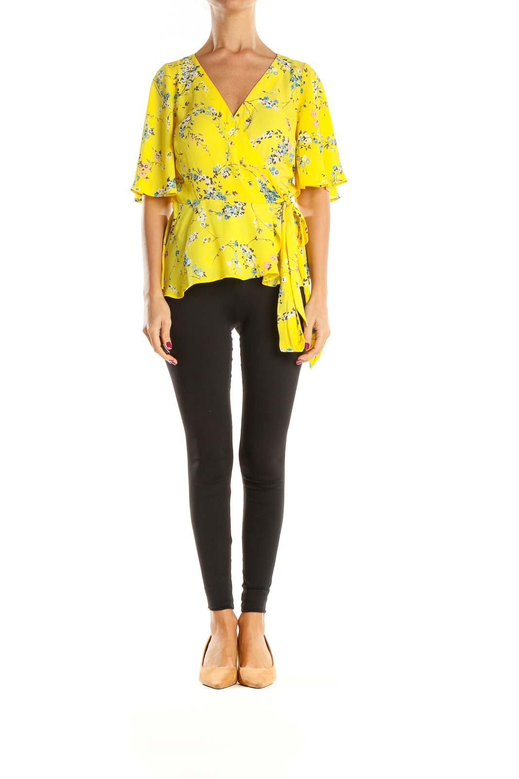 Yellow Floral Print All Day Wear Blouse