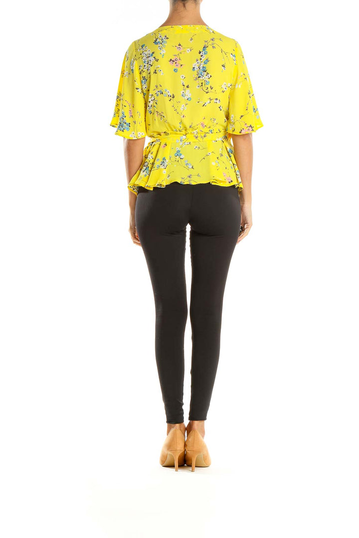 Yellow Floral Print All Day Wear Blouse