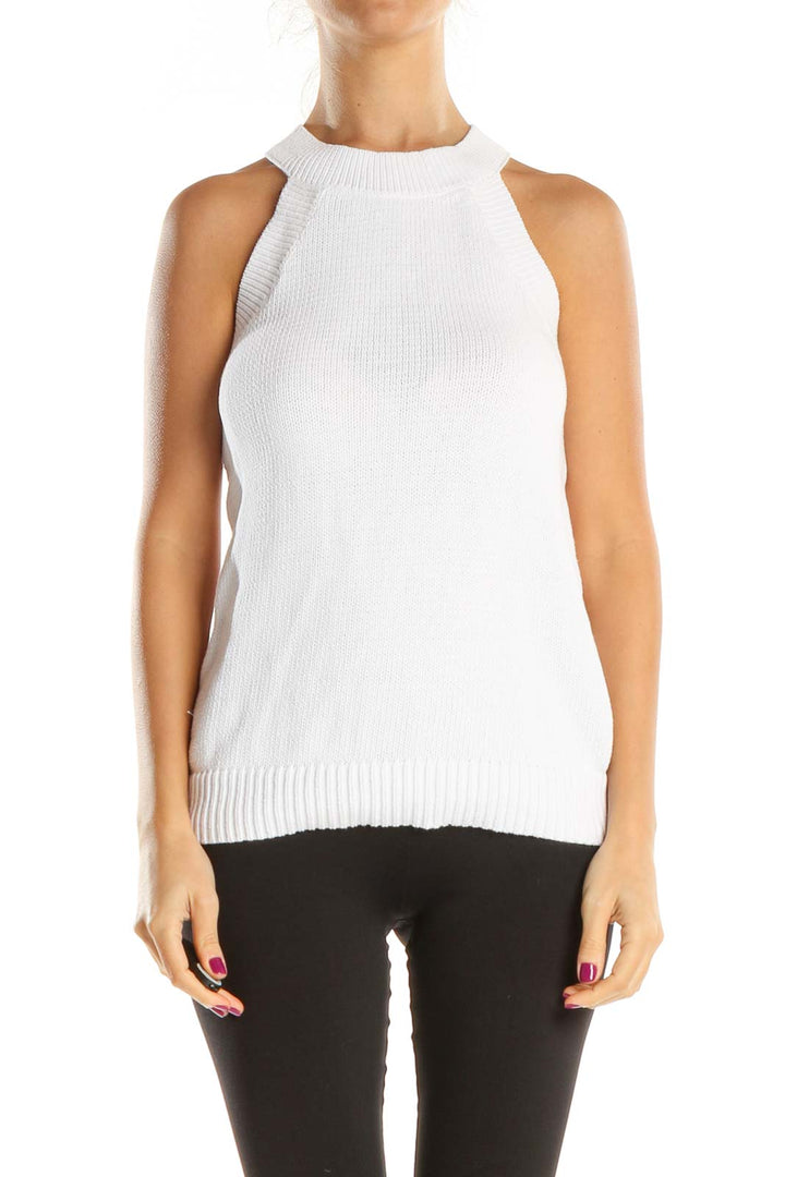 White Solid All Day Wear Sweater Tank