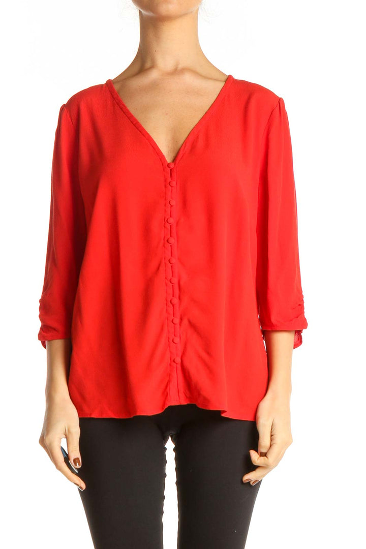 Red Solid All Day Wear Blouse