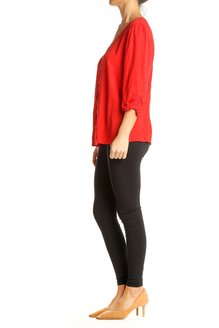 Red Solid All Day Wear Blouse