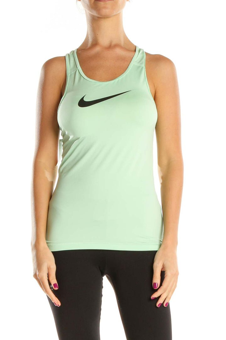 Green Solid Activewear Tank Top