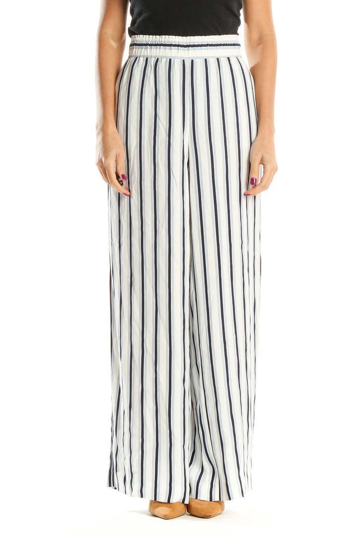 White Striped Classic Palazzo Pants