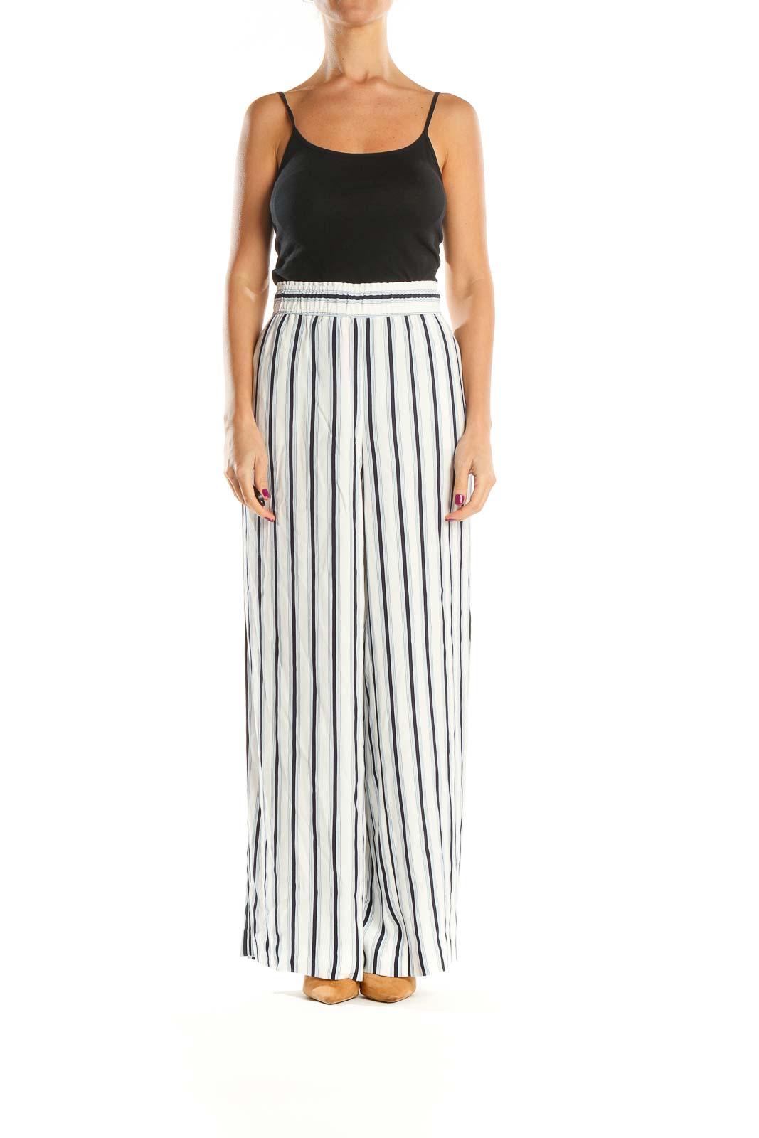 White Striped Classic Palazzo Pants