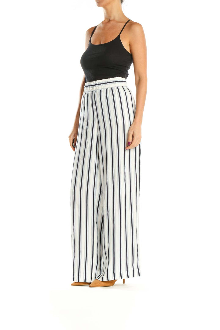 White Striped Classic Palazzo Pants