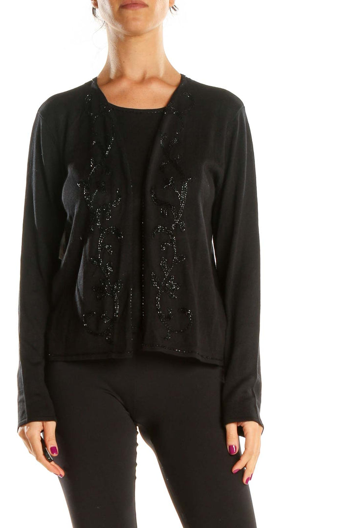 Black Sequin Cardigan