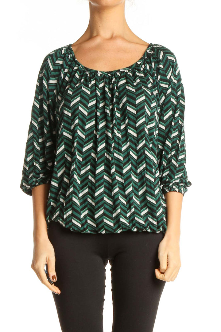 Green Chevron All Day Wear Blouse