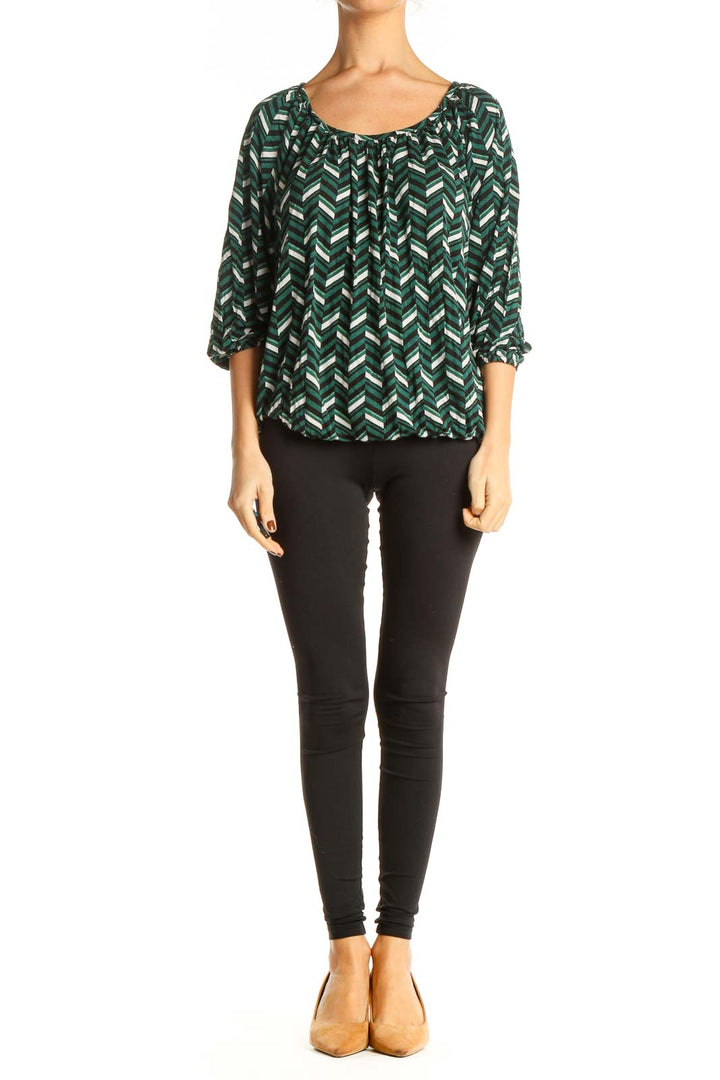 Green Chevron All Day Wear Blouse