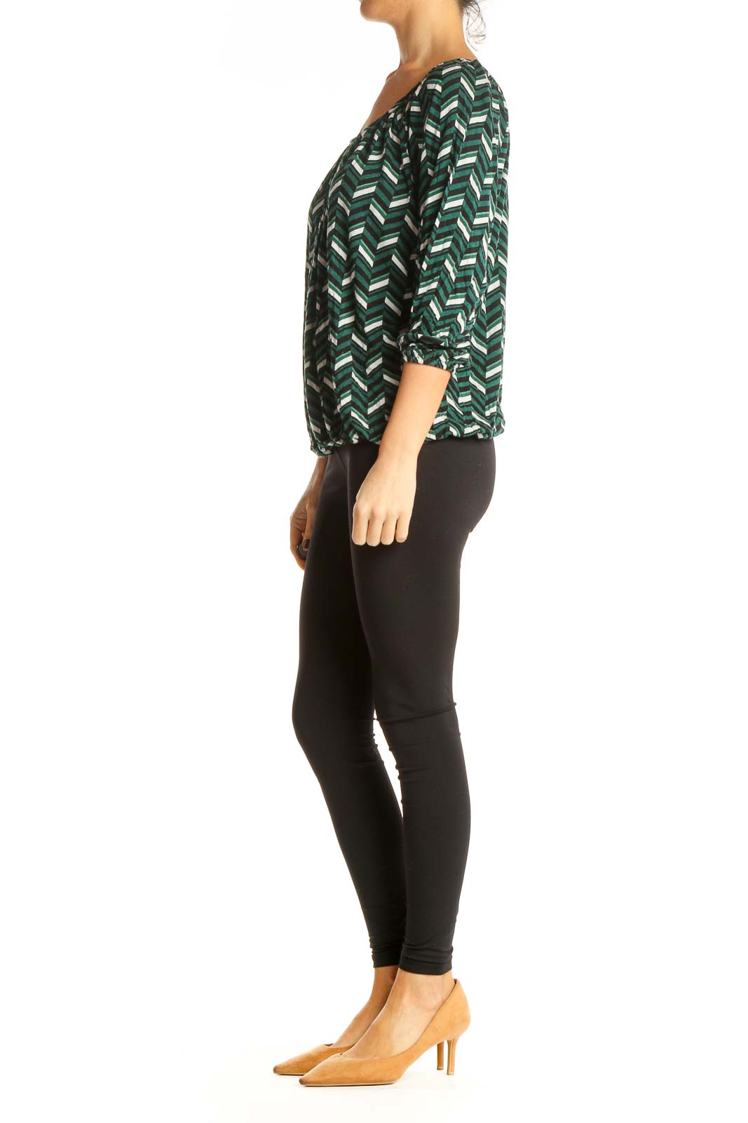 Green Chevron All Day Wear Blouse