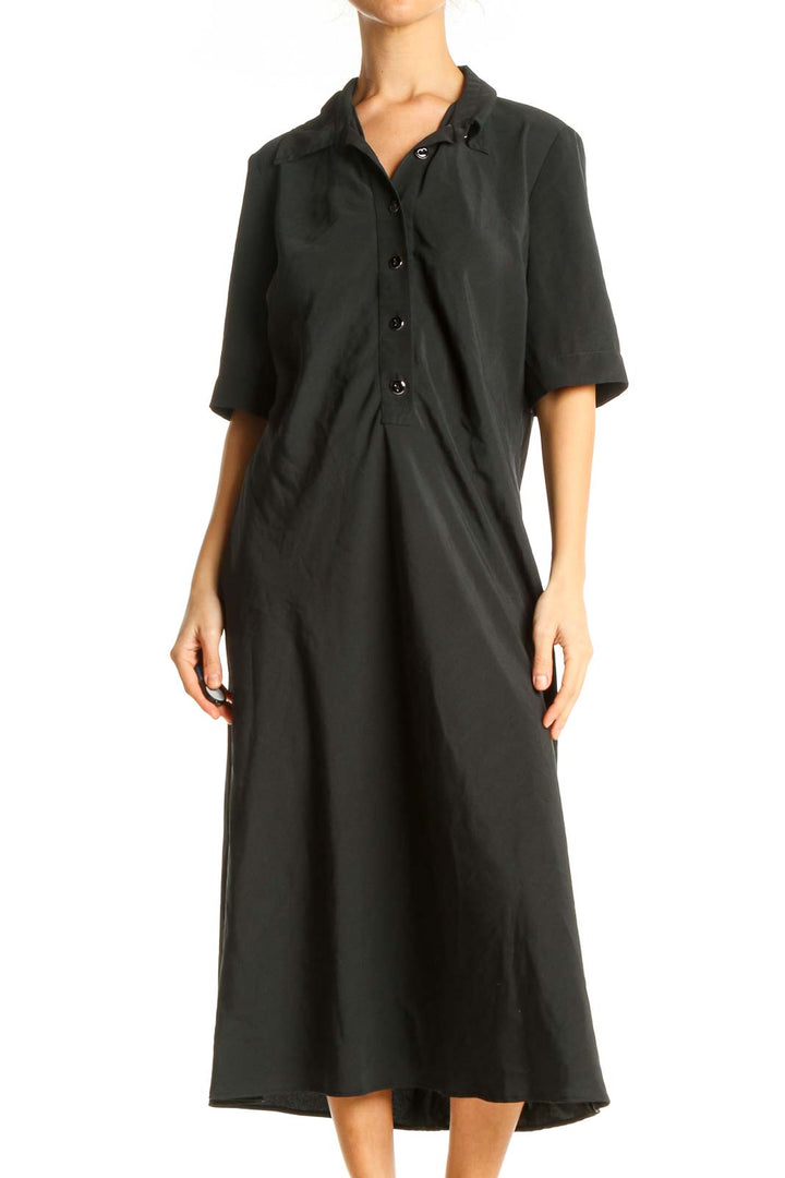 Black Solid Classic Shift Dress