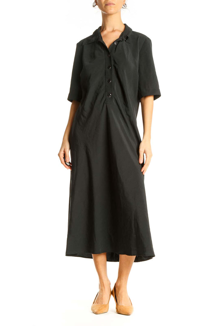 Black Solid Classic Shift Dress