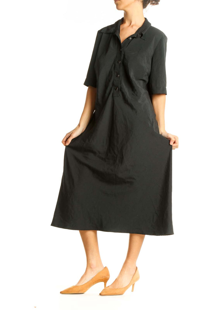 Black Solid Classic Shift Dress