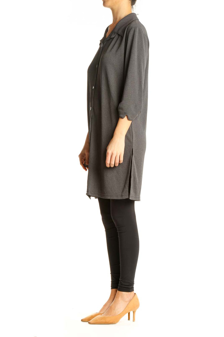 Gray Solid Work Shift Dress