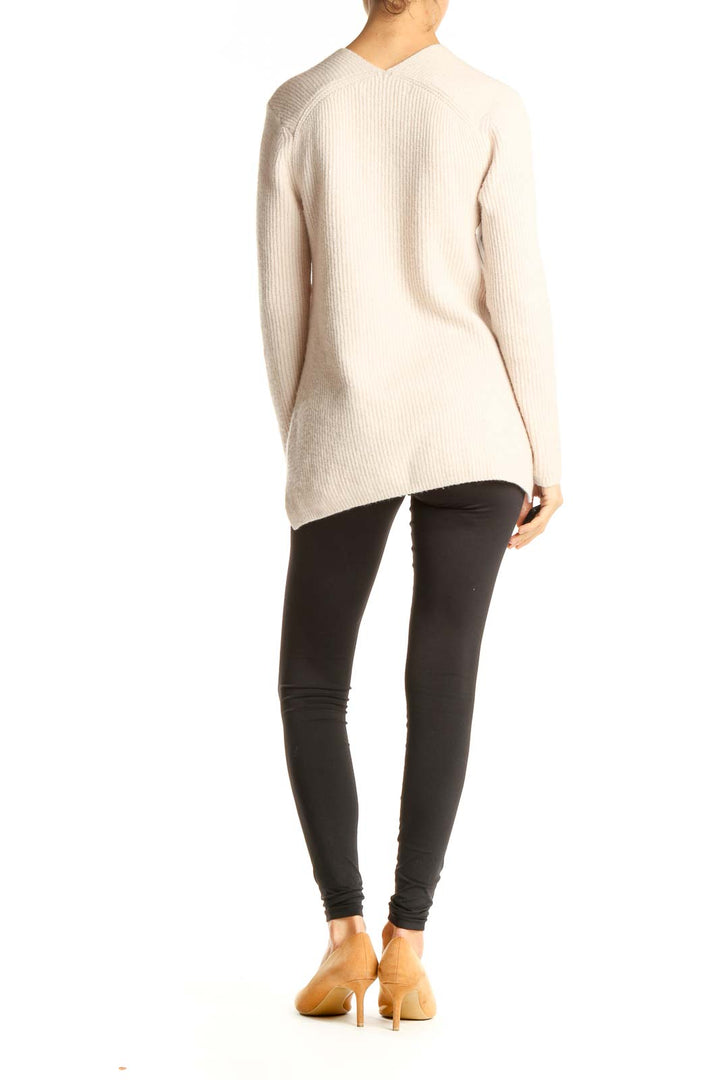 Beige Solid Classic Sweater