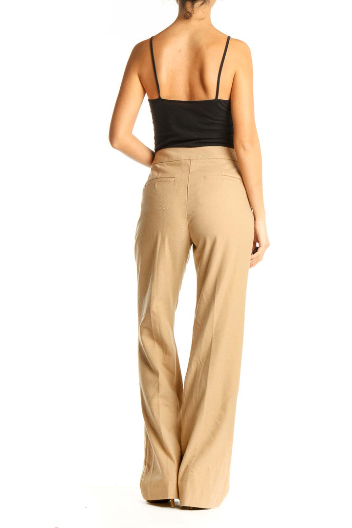 Beige Solid Classic Trousers