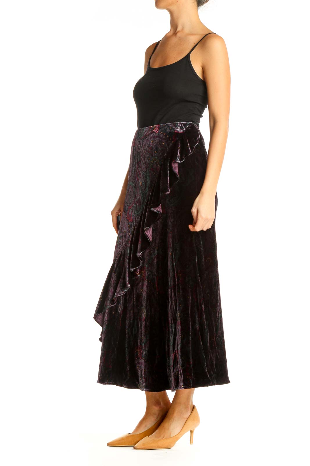 Purple Paisley Bohemian A-Line Skirt