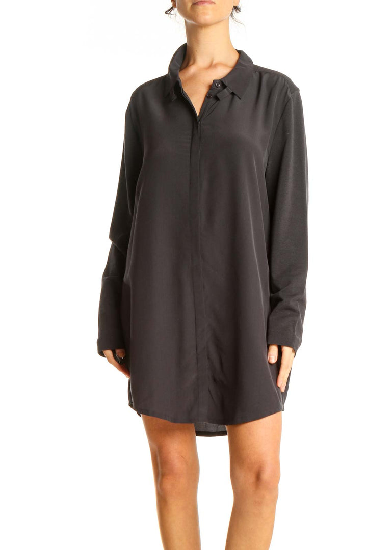 Black Silk Shirt Dress