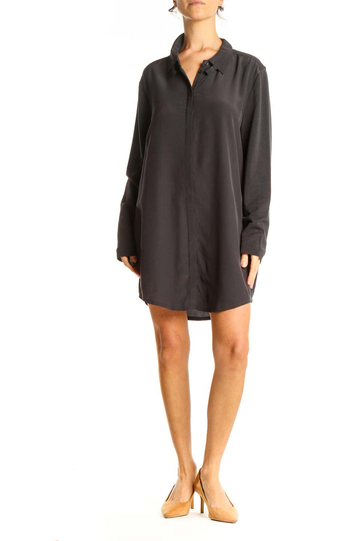 Black Silk Shirt Dress