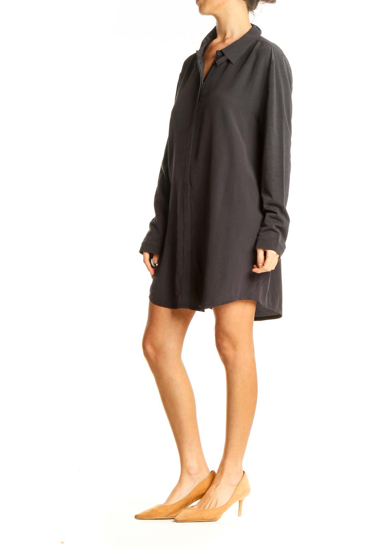 Black Silk Shirt Dress