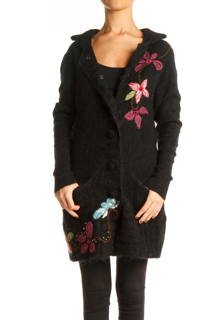 Black Floral Cardigan