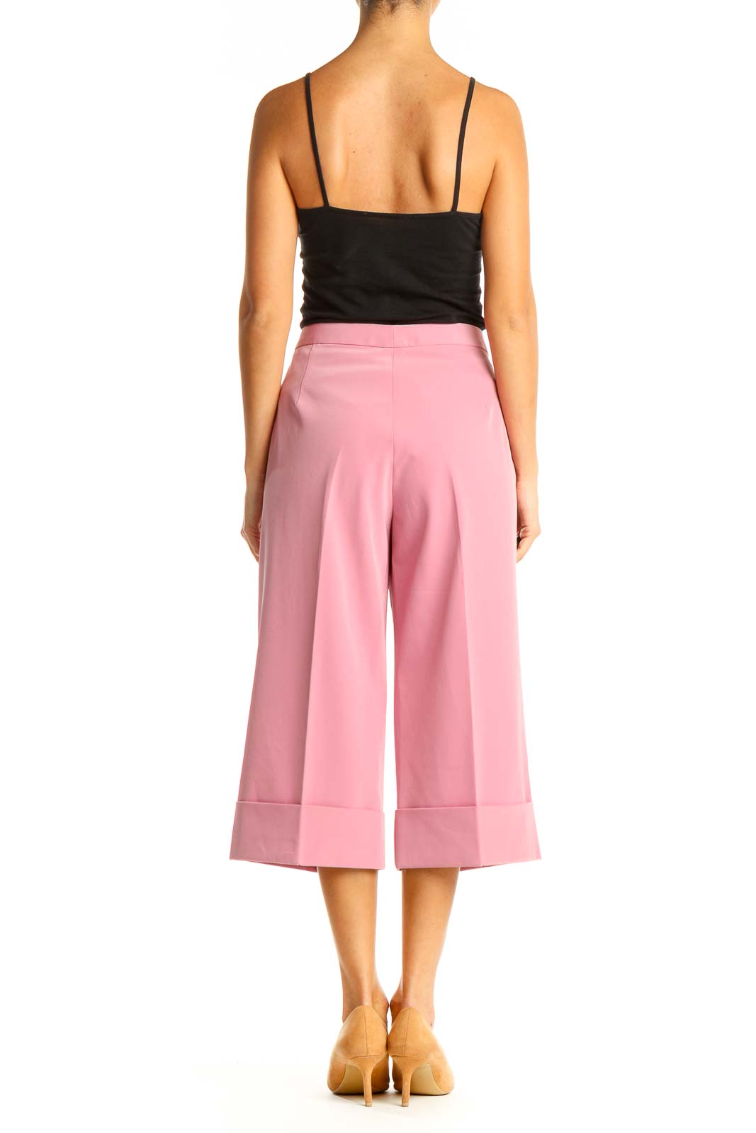 Pink Solid Classic Culottes Pants