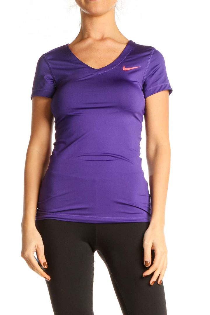 Purple Solid Activewear T-Shirt