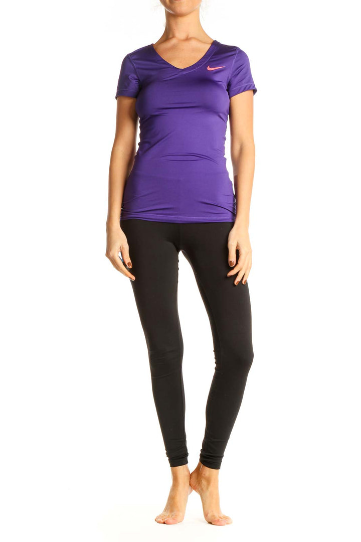 Purple Solid Activewear T-Shirt