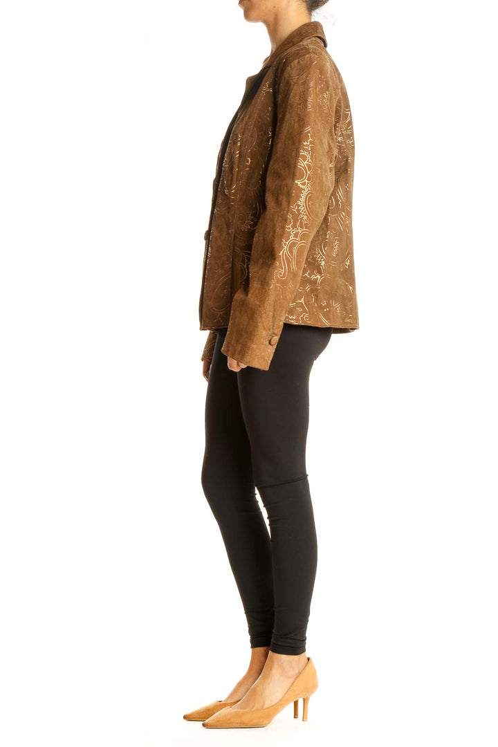 Brown Leather Embossed Jacket