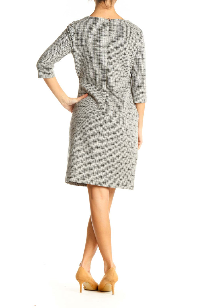 Gray Checkered Sheath Dress