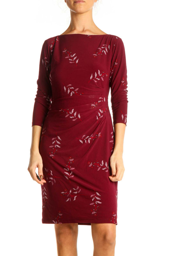 Red Day Floral Sheath Dress