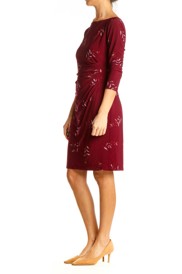 Red Day Floral Sheath Dress