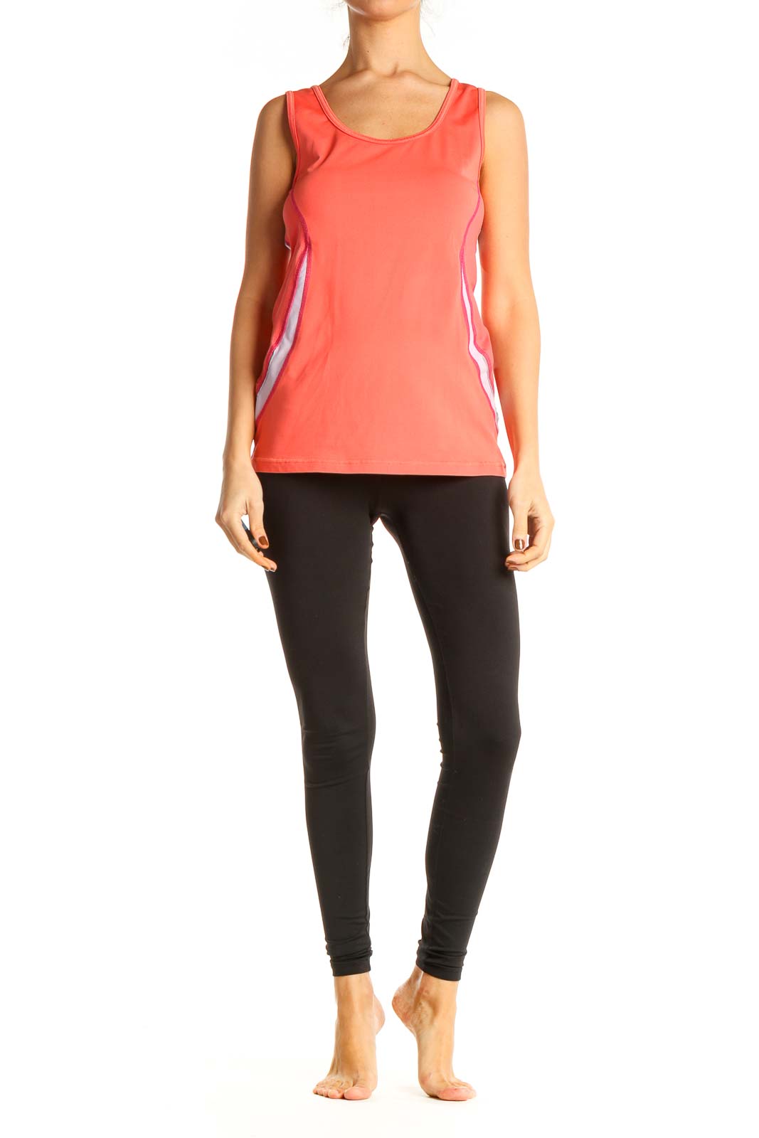 Orange Solid Activewear Tank Top