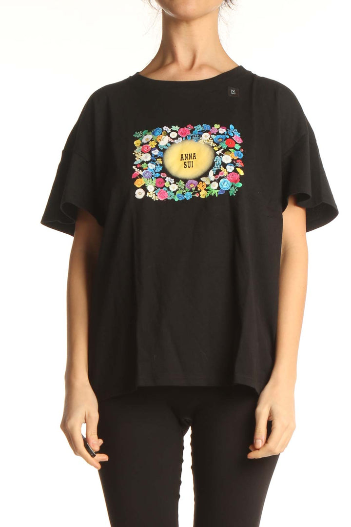 Black Graphic Print All Day Wear T-Shirt