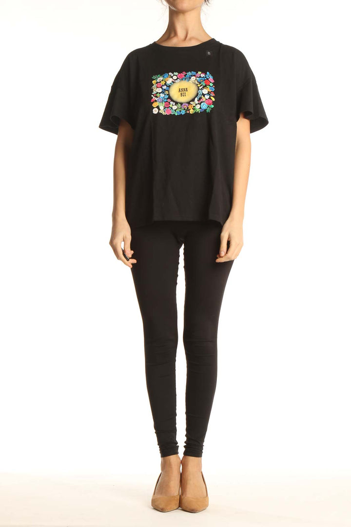 Black Graphic Print All Day Wear T-Shirt