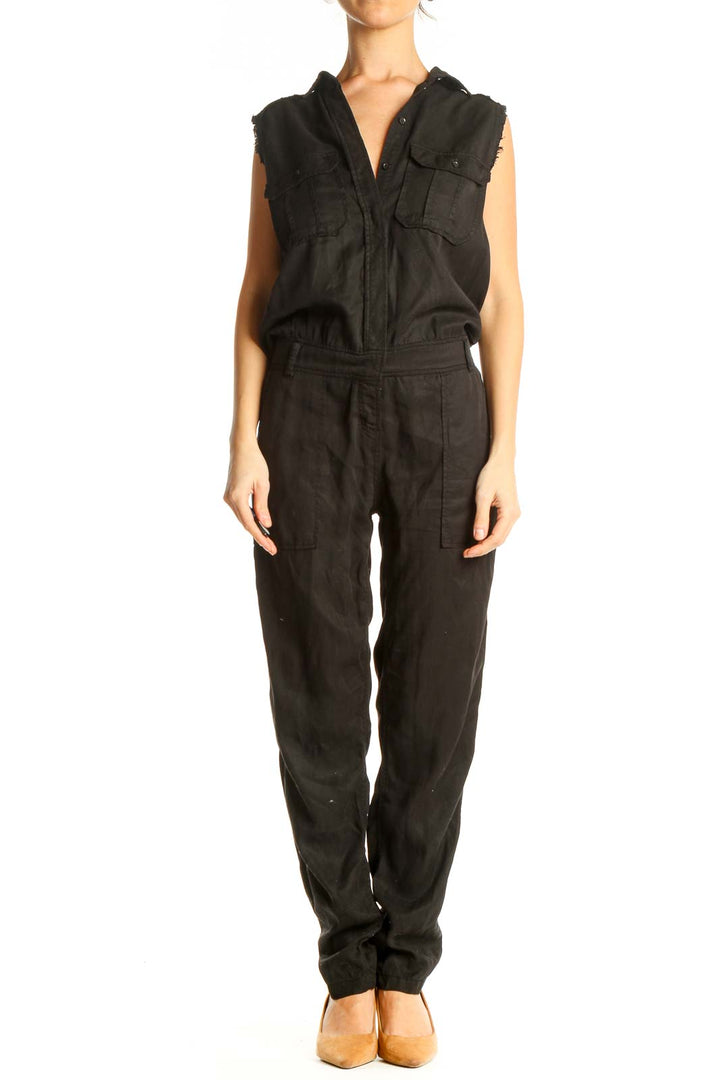 Black Solid Jumpsuit