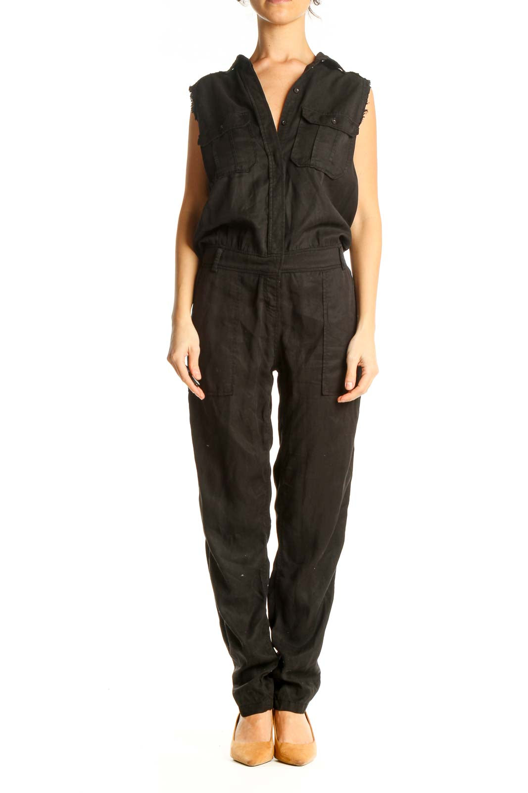 Black Solid Jumpsuit