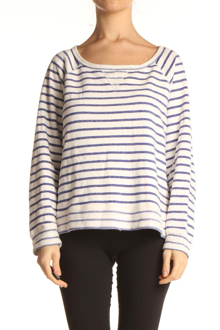 White Striped Casual Sweater