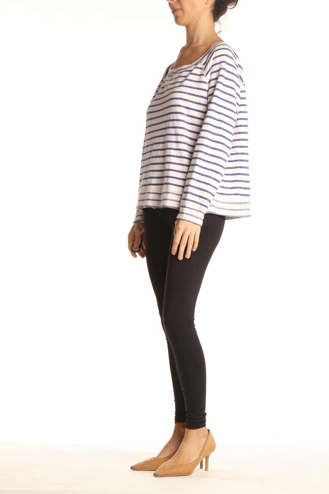 White Striped Casual Sweater