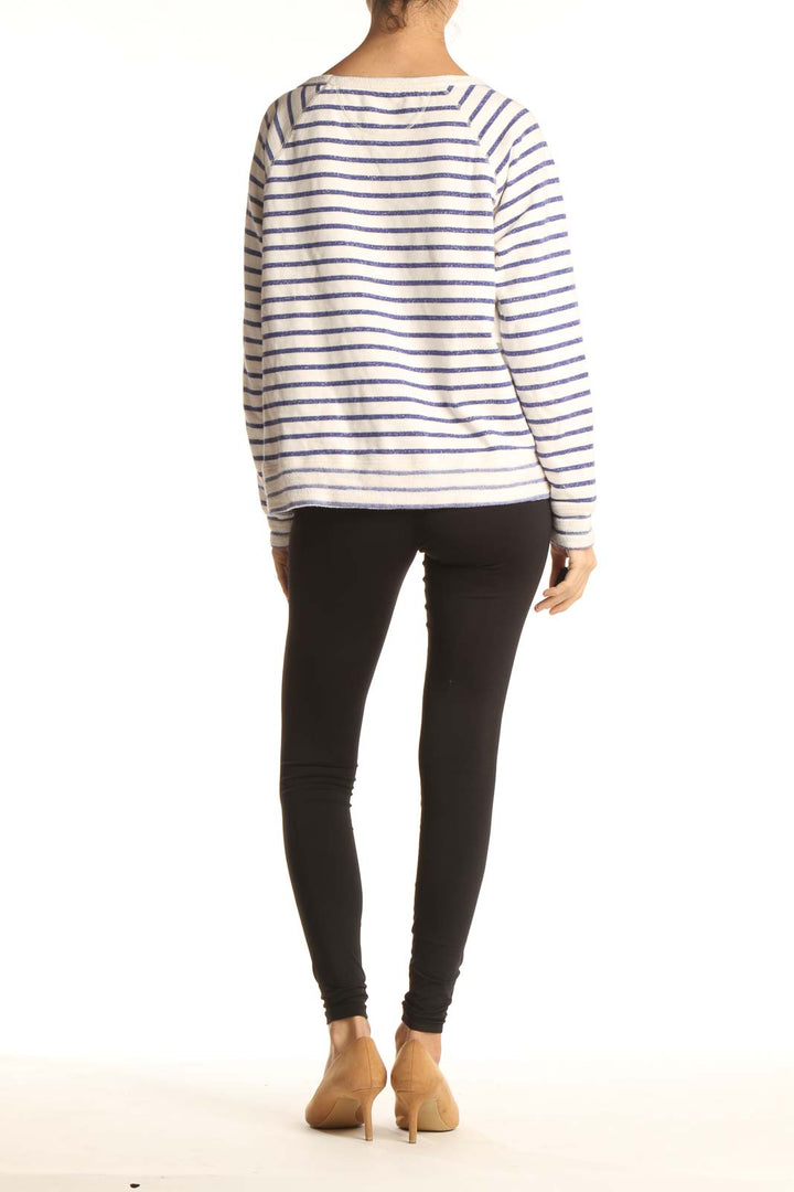 White Striped Casual Sweater