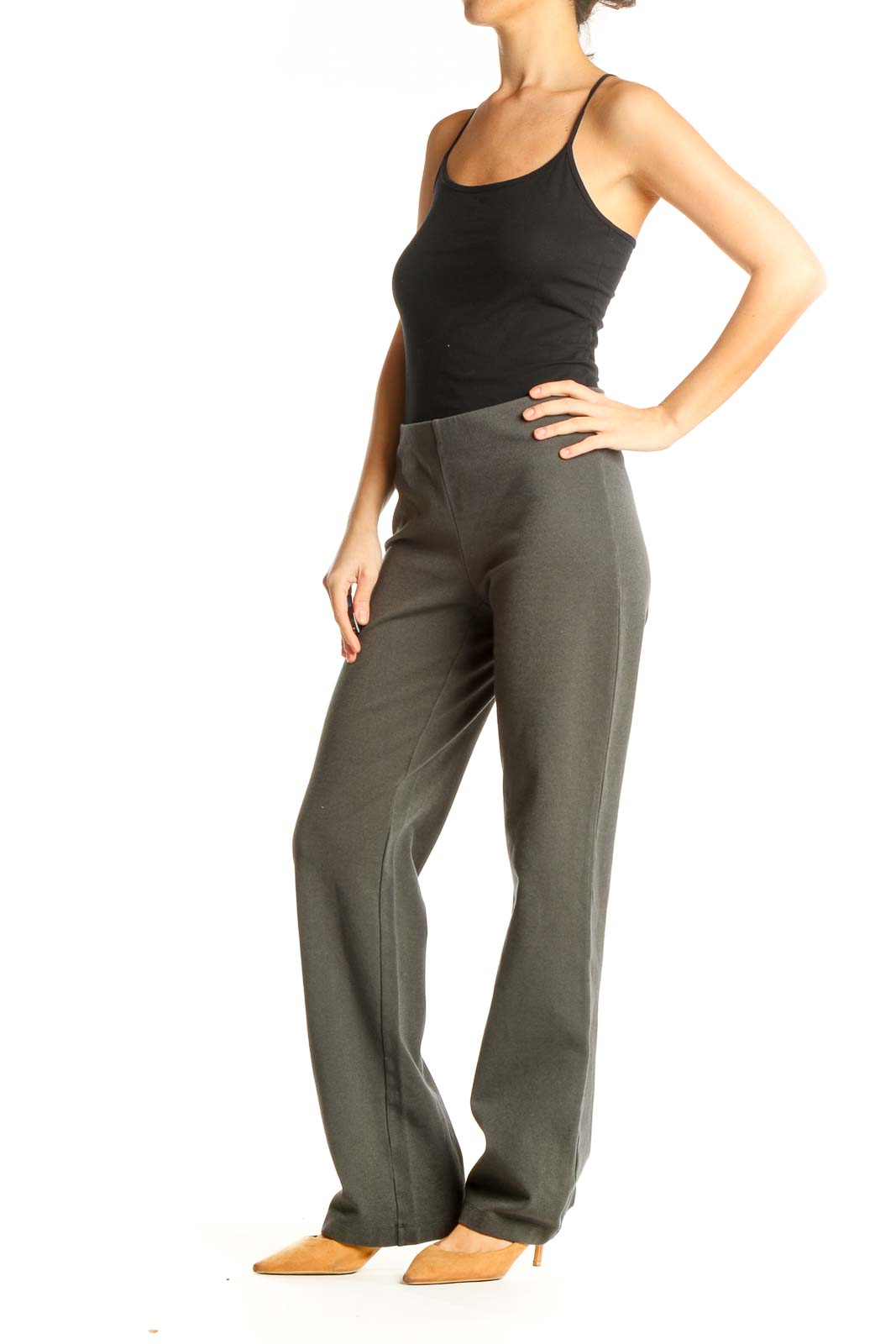 Gray Textured All Day Wear Trousers